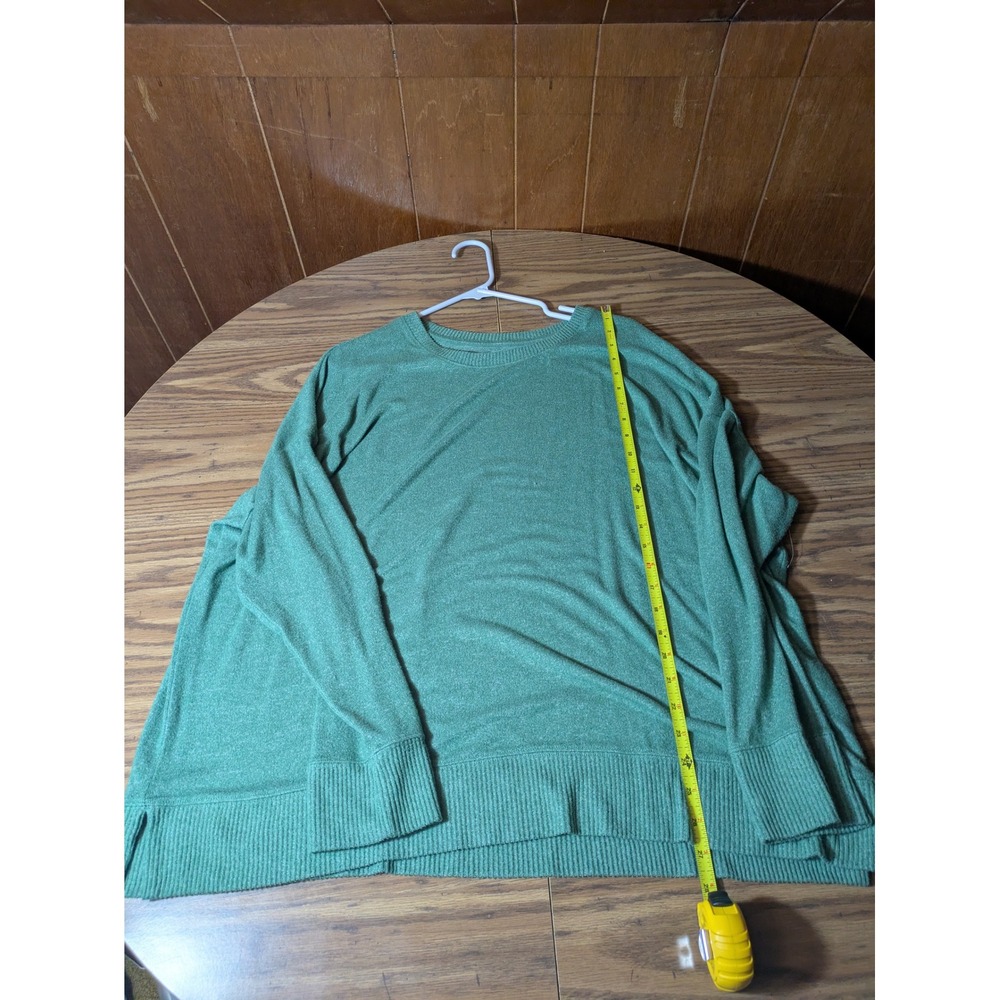 Time and Tru Green Heathered Knit Pullover Top XXXL 22 Plus Size Long Sleeve